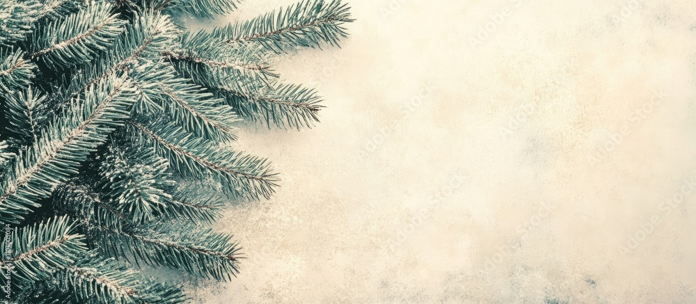 Poster vintage new year and christmas backdrop with fir branch showcasing empty space for text or graphics 