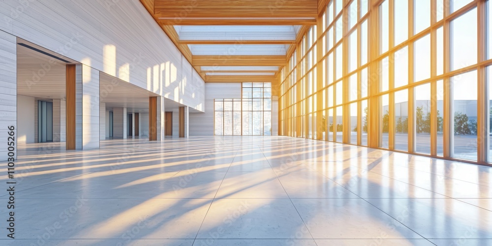 Poster Exploring architectural elements in an empty interior scene modern space photography bright environment wide-angle view minimalist concept