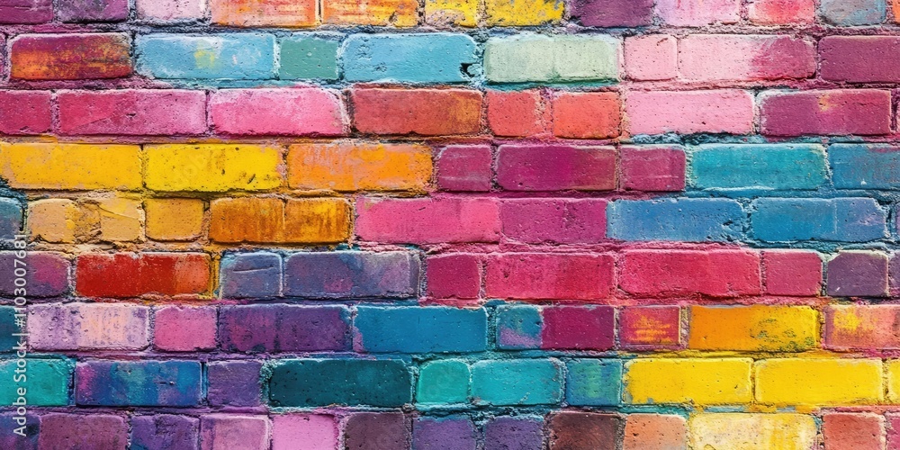 Poster vibrant and rustic brick wall provides a textured backdrop, perfect for adding depth and character t