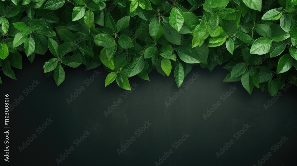 Poster lush green leaves backdrop with ample copy space for text or design elements in a vibrant and natura