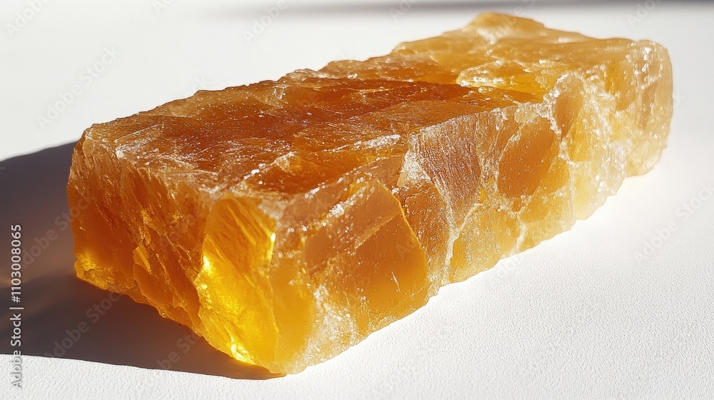Poster solitary caramelized sugar piece showcasing texture and color against a clean white background with 