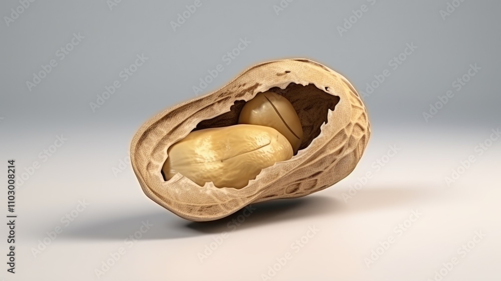 Poster peanut in shell isolated close up with space for text showcasing natural texture and detail of nut a