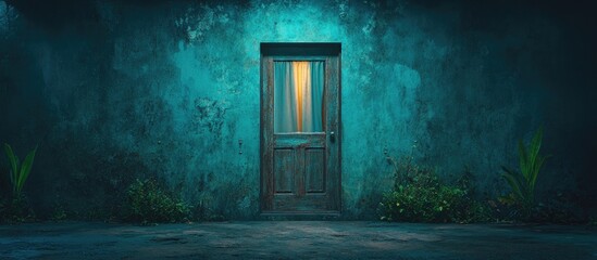 Abandoned rustic door with curtains leading to a forgotten cottage highlighting themes of decay and vintage architecture. © -Quantum Pixels-