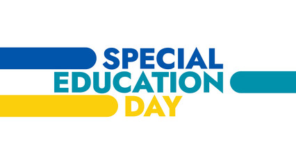 Special Education Day colorful text typography on white or black background banner illustration great for wishing and celebrating Happy Special Education Day in December
