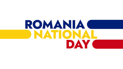 Romania National Day colorful text typography on white or black background banner illustration great for wishing and celebrating Happy Romania National Day in December