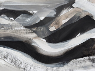 Modern abstract black and white landscape. Contemporary art.