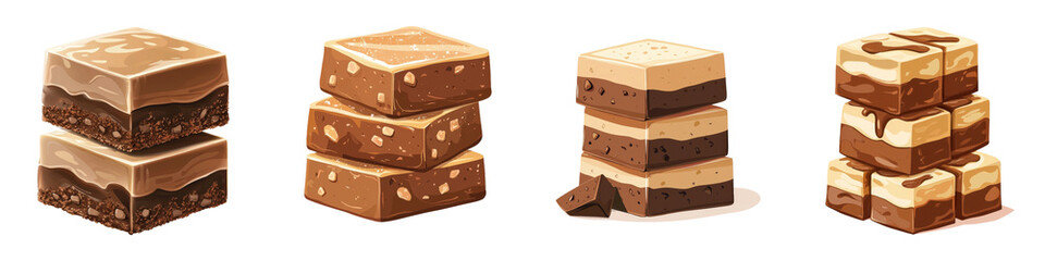 Flat style illustration of fudge, isolated on white background. Mix Collection PNG.