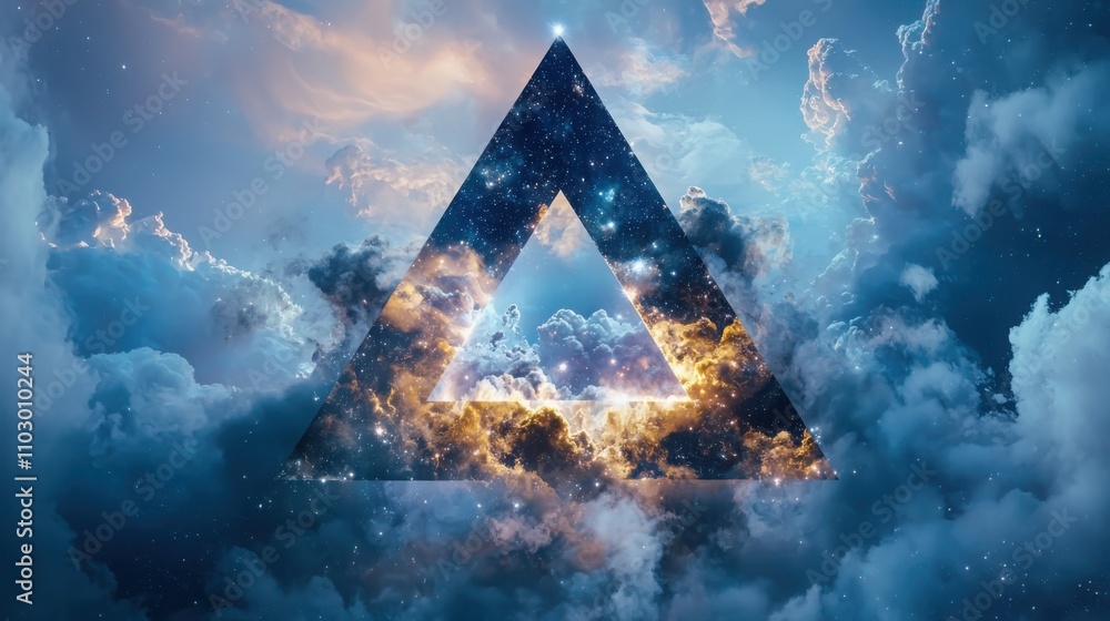 Poster exploring geometric light frames with liquid mercury smoke in a deep cosmic setting a visual journey