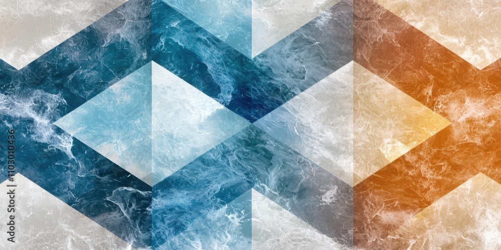 Poster Creating geometric pattern art with transparent layers in ocean tones a warm abstract expression in artistic spaces