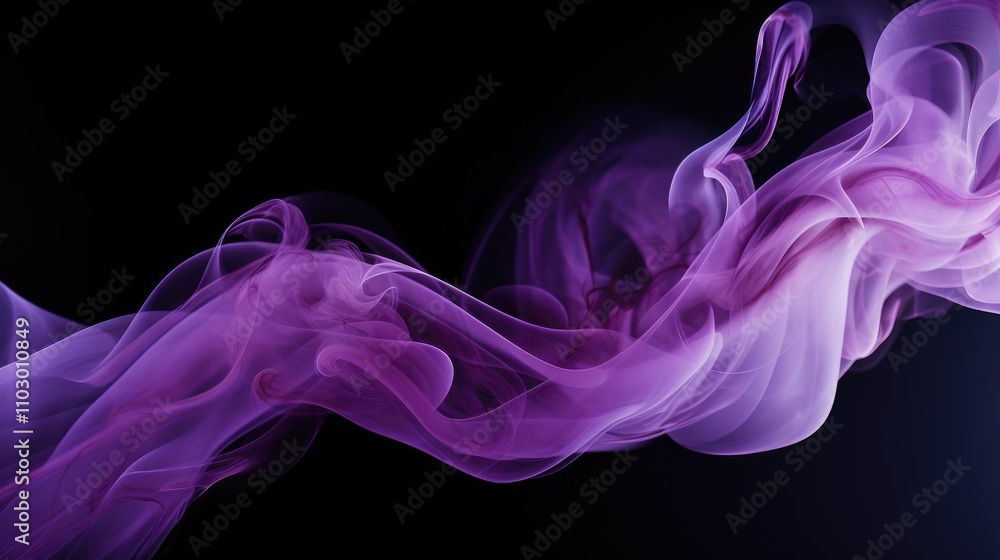 Poster Purple swirling smoke patterns on a dark background creating a mystical and elegant visual effect for design projects.