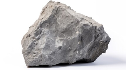 Rugged grey stone rock isolated on white background ideal for garden landscaping and natural design applications