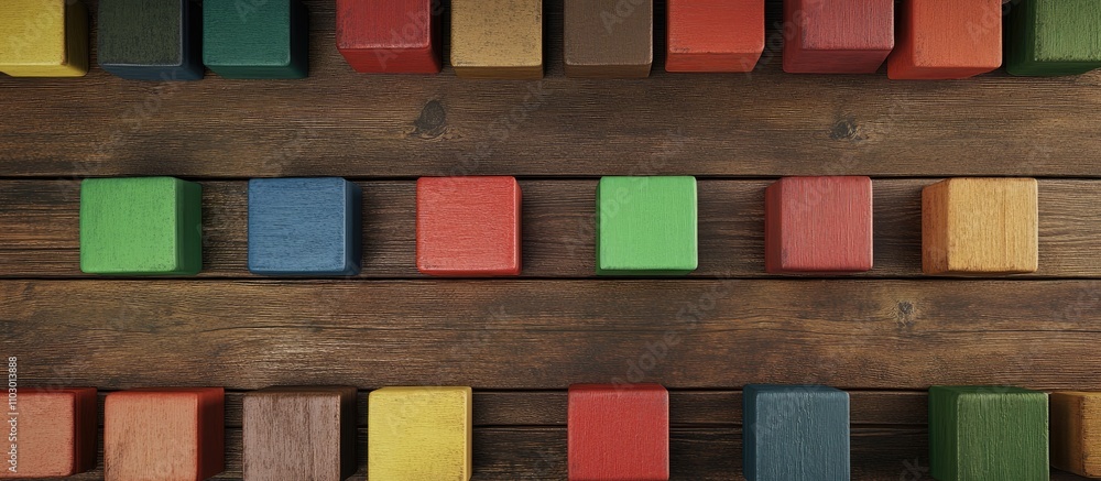 Poster colorful gift boxes arranged on a rustic wooden table for a festive christmas background with ample 