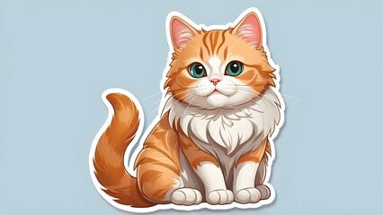 Fototapeta premium sticker cartoon of cute cat on white background