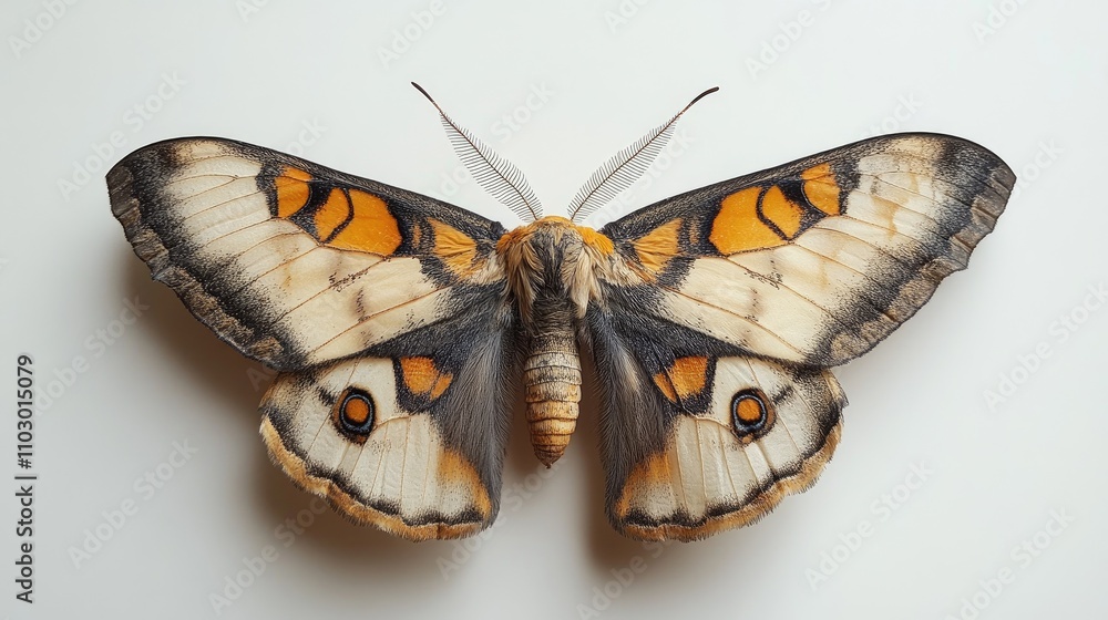 Poster marumba quercus moth displayed on a clean white background showcasing its vibrant colors and intrica