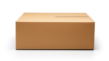Brown cardboard box isolated on a clean white background ideal for packaging and shipping concepts in commercial and creative projects