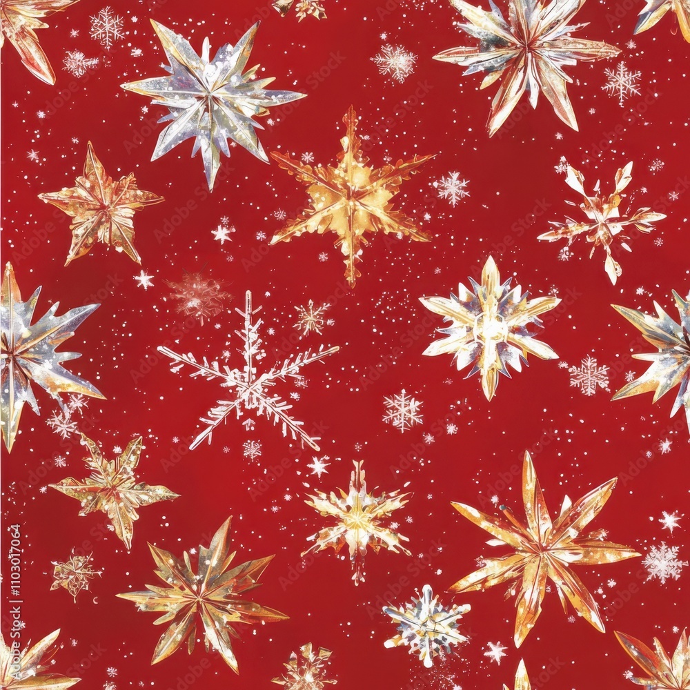 Poster create enchanting holiday atmosphere with magical candy red snowflake patterns in your home decor