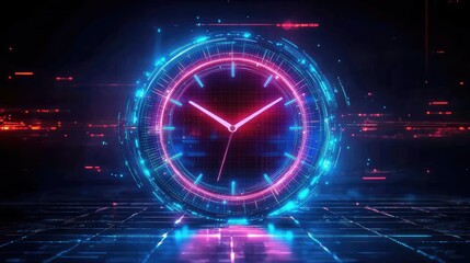 High-Resolution Futuristic Light Effect of Digital Clock