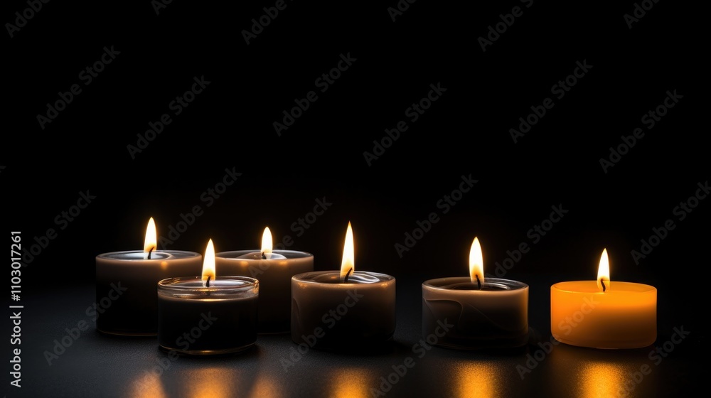 Aufkleber candles burning softly on a black background creating a peaceful ambiance and inviting warmth in a m