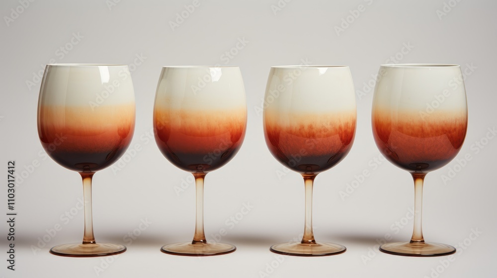 Poster elegant earthenware wine glasses with a gradient finish displayed against a clean white background s
