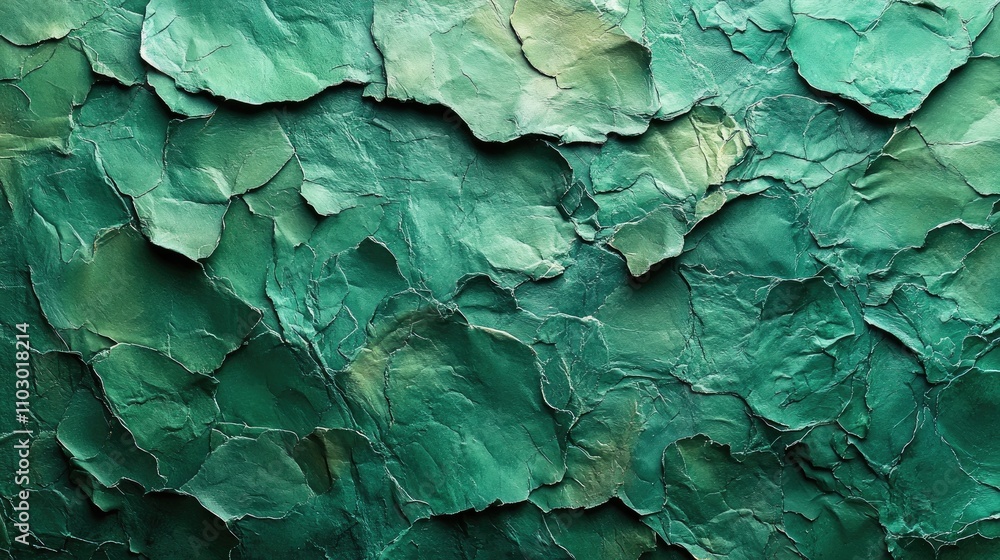 Poster textured crumpled green wrapping paper background creating a natural and organic surface design for 