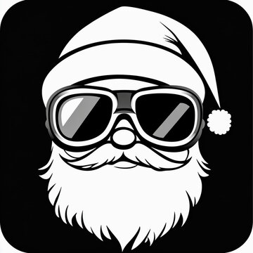 recommend clip art: santa hipster cool vector sunglass claus face silhouette icon christmas vector hippie santa claus look contour with cool beard and glasses santa hipster cool vector sunglass claus face silhouette icon