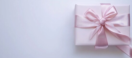Elegant pink gift box with ribbon bow on white background perfect for celebrations and holiday occasions