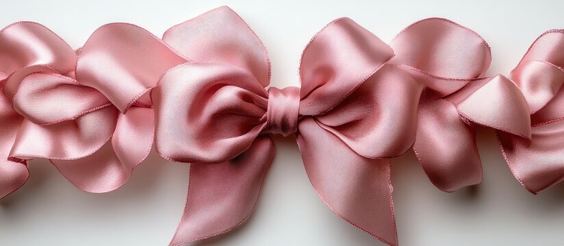 Pink Satin Ribbon Bow Displayed Elegantly on a Clean White Background for Awareness Campaigns and Decorative Purposes