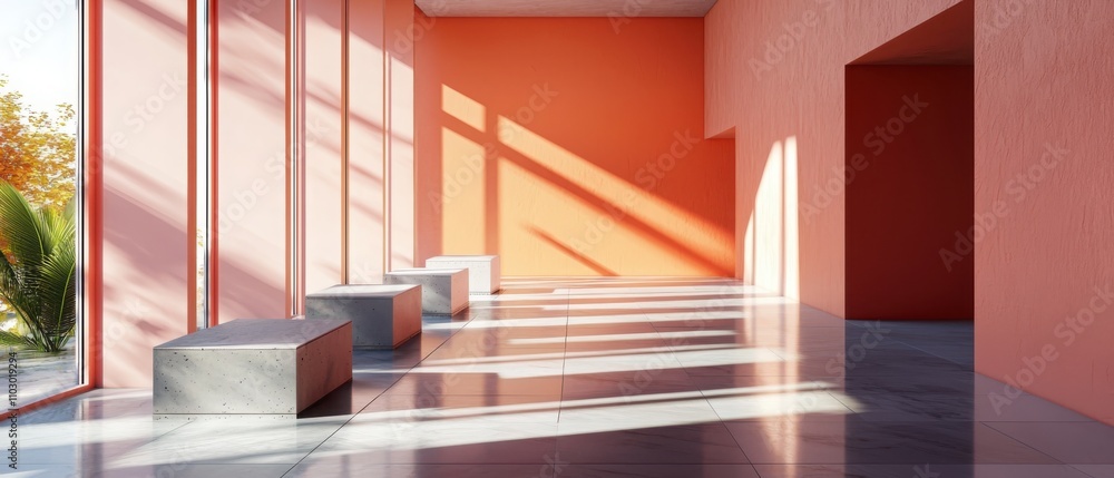 Aufkleber creating a minimalist room with geometric details and a window view a modern interior design guide f
