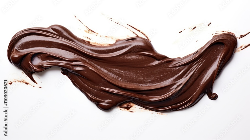Poster Rich chocolate paste smear on a pristine white background showcasing texture and color ideal for food and dessert applications