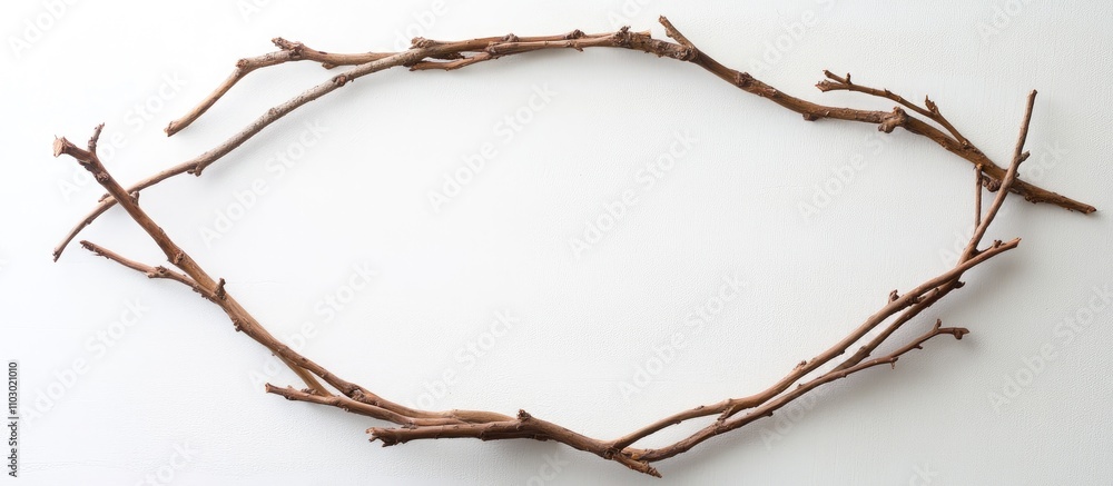 Poster creative twig frame design for rustic greeting card display with natural branches and a minimalist a