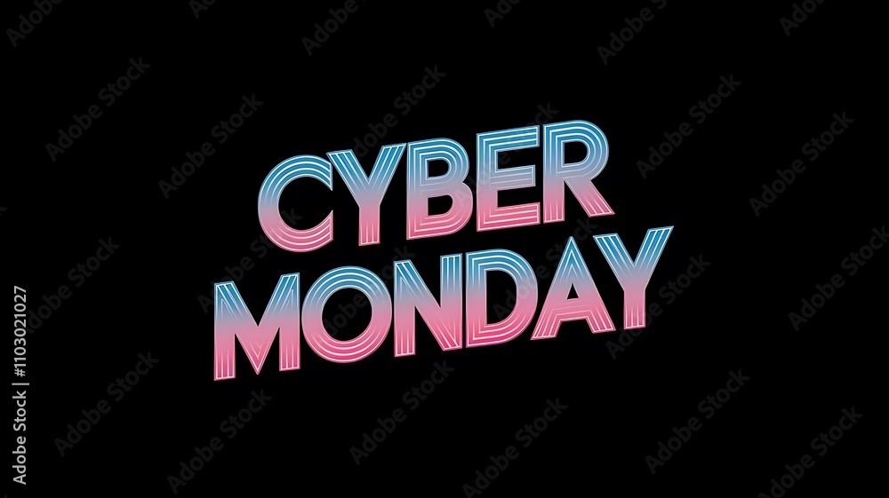Aufkleber cyber monday text effect web banner design on a dark background