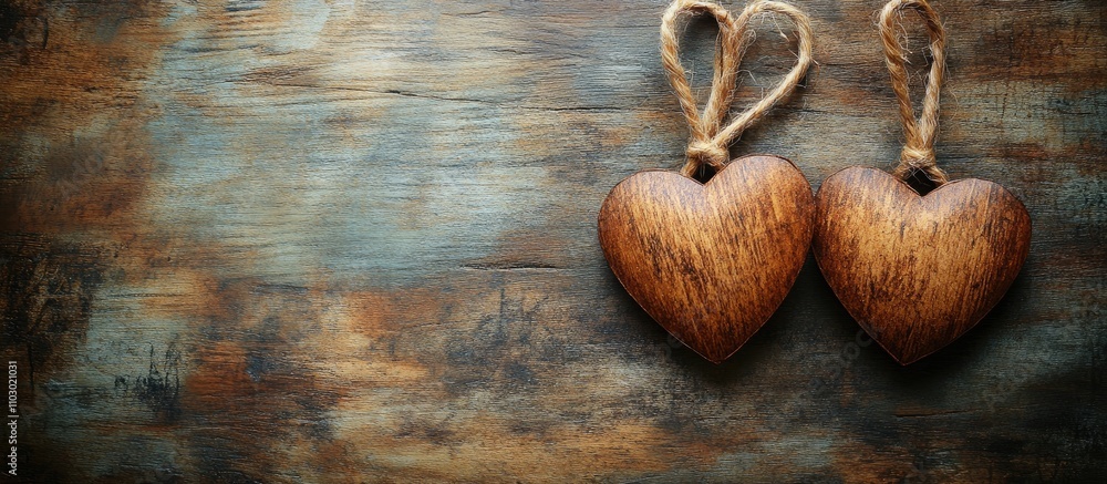 Aufkleber craft paper hearts on a rustic wooden background ideal for valentine's day or handmade gift themes i