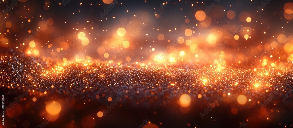 Poster golden bokeh background created from tinsel with shimmering lights and a dreamy blurred effect for f