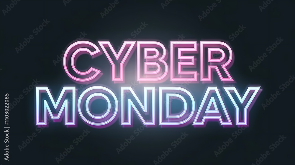 Aufkleber cyber monday text effect web banner design on a dark background