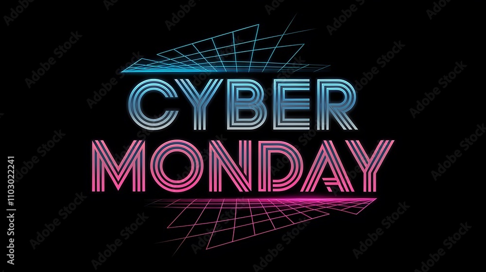 Poster cyber monday text effect web banner design on a dark background