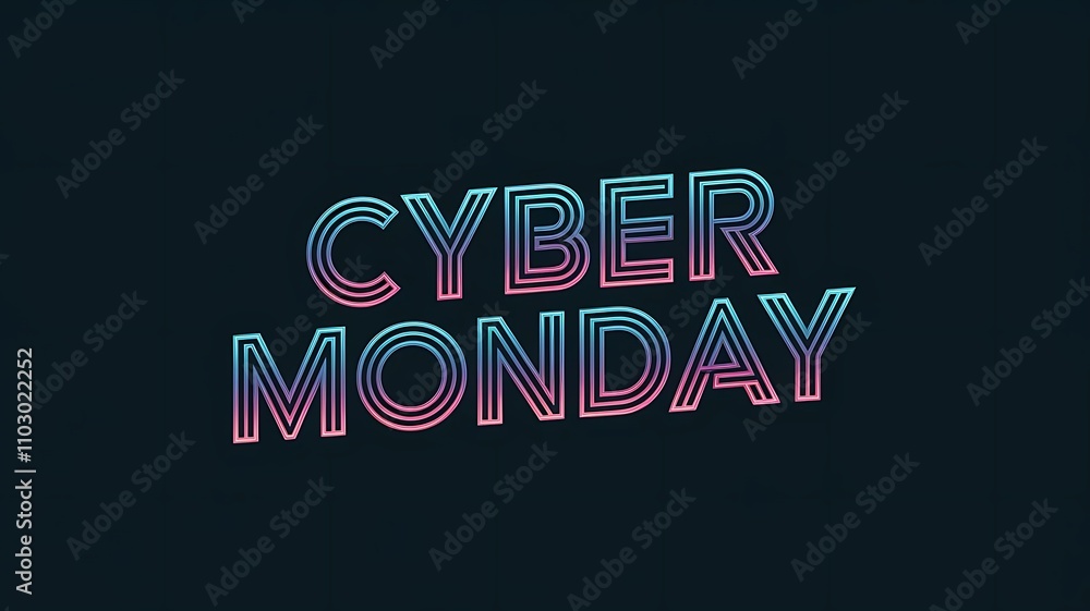 Aufkleber cyber monday text effect web banner design on a dark background