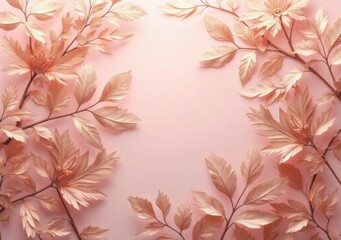 Elegant floral design with textured leaves on a soft pink background