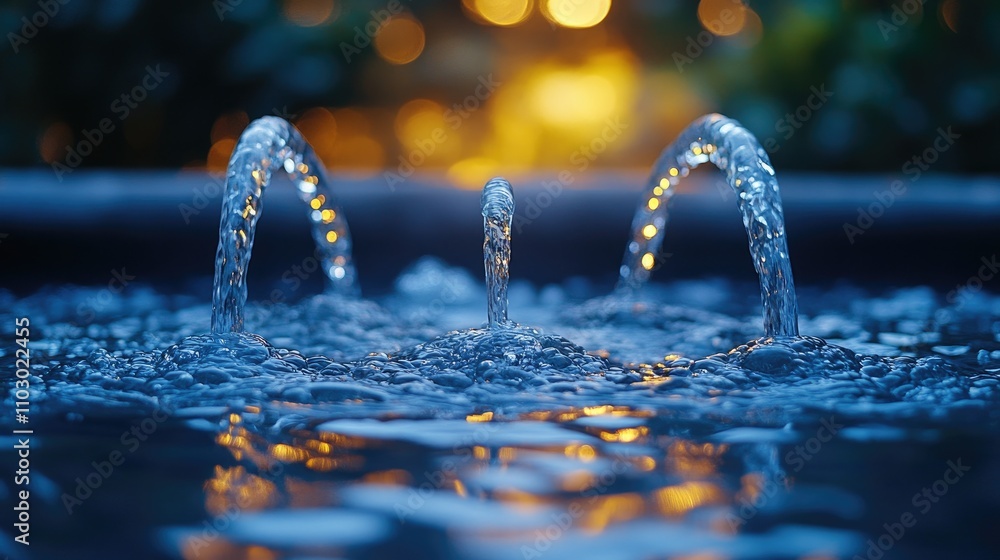 Aufkleber fountain water jets creating splashes in a serene garden setting emphasizing the beauty and importan