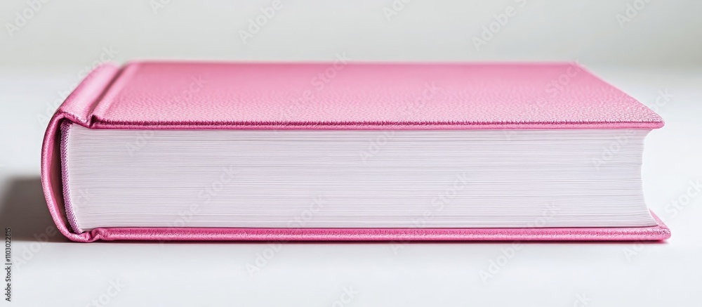 Aufkleber elegant pink book with textured cover showcasing clean white pages isolated on a minimalistic white 