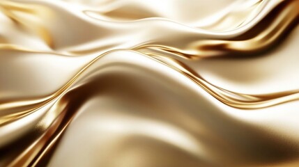 Flowing metallic golden wave texture creating a luxurious and modern backdrop ideal for technology and innovation-focused design layouts.
