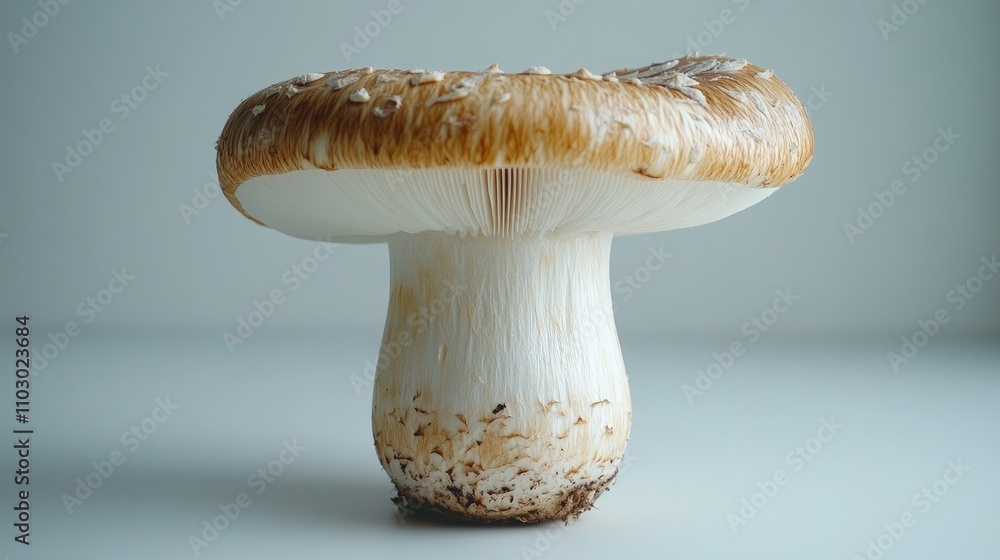 Poster champignon mushroom with a smooth cap and gills isolated on a minimalist white background ideal for 