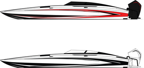Reaching Speed Boat Vector, Fishing Boat vectors, Line art Illustrations, Sport Fishing Boat Vectors, Reaching Boat Vector, and Graphic art Reaching Boat Download