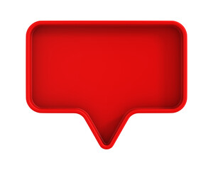 Red Speech bubble on white background. Isolated 3D illustration