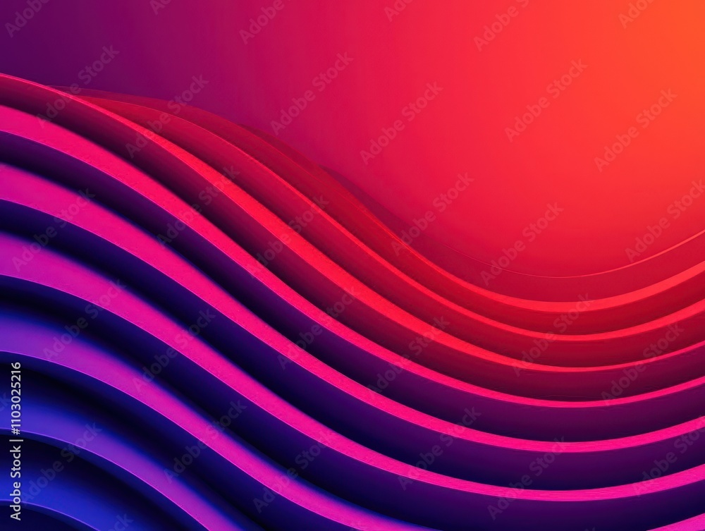 Poster a vibrant abstract design featuring wavy lines in shades of pink and blue against a gradient backgro