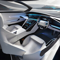 Futuristic Self-Driving Car Interior
