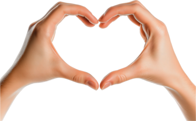 hands making heart shape isolated on white background