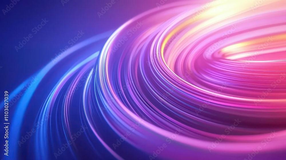 Poster a vibrant swirl of colorful light glows against a dark background, creating a dynamic, abstract patt