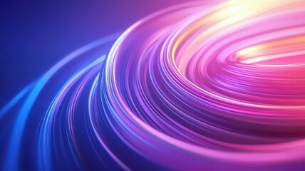 A vibrant swirl of colorful light glows against a dark background, creating a dynamic, abstract pattern.