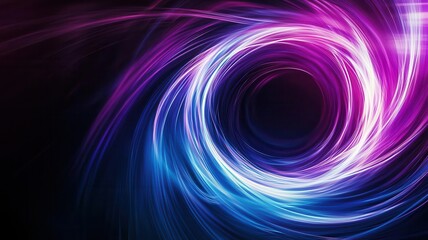 A vibrant swirl of purple and blue light creates a mesmerizing abstract pattern, evoking a sense of depth and movement.