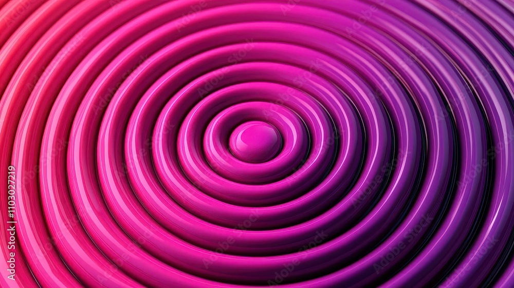 Poster a vibrant, abstract pattern of concentric circles in shades of pink and purple, creating a visually 